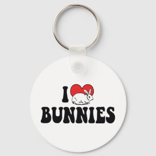 Porte-clés Je suis amoureux de lapins Bunny à coeur