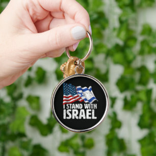 Porte-clés Je suis avec Israël USA drapeau américain