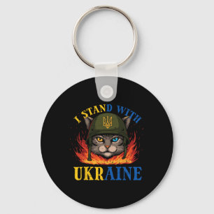 Porte-clés Je suis avec l'Ukraine Chat Soldat Ukrainiennes M