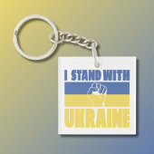 Porte-clés Je Suis Avec L'Ukraine Raisonnée Drapeau De Poing 