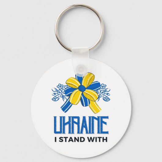 Porte-clés Je suis avec Ukraine Flag - Soutenez les Ukrainien (Recto)