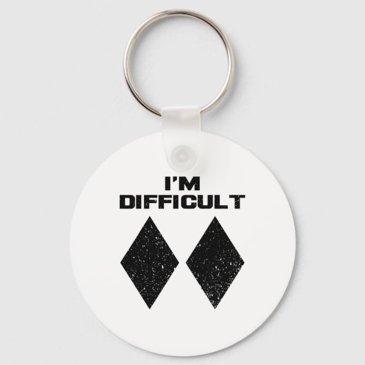 Porte-clés Je suis difficile Funny Double Diamants Noirs Ski (Recto)