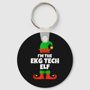 Porte-clés Je suis Ekg Tech Elf Famille Pyjama Noël Électroca