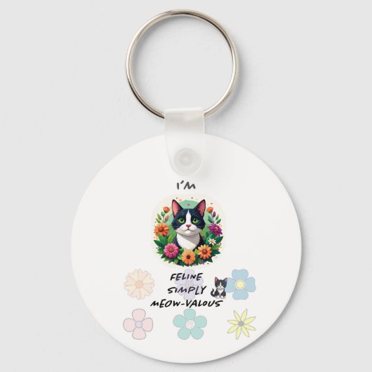 Porte-clés Je suis félin simplement Meowvalous .. amateurs de (Recto)