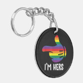 Porte-clés Je suis Hers Rainbow Lesbian Couple Funny LGBT Pri (Devant gauche)