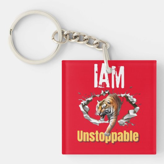Porte-clés Je Suis Inarrêtable Tiger Percée Graphique (Devant)