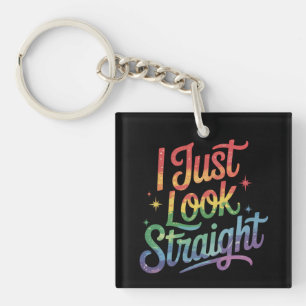 Porte-clés Je suis juste hétéro Arc-en-ciel LGBTQ Fierté Alli