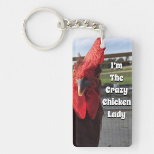 Porte-clés Je suis la folle dame du poulet