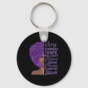 Porte-clés Je suis la tempête forte femme noire violette over