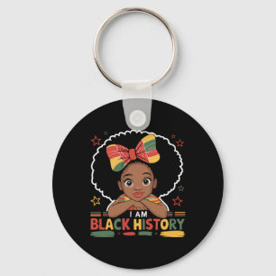 Porte-clés Je suis l'histoire noire afro petite fille afro-am