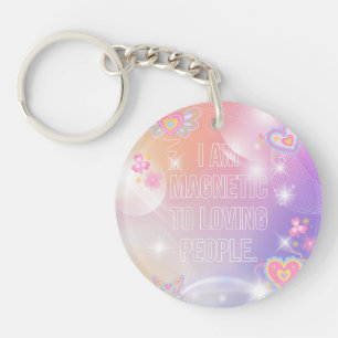 Porte-clés Je suis Magnétique, Motivationnel, Inspirant, Rose