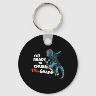Porte-clés Je suis prêt à écraser le skateboard dinosaure de