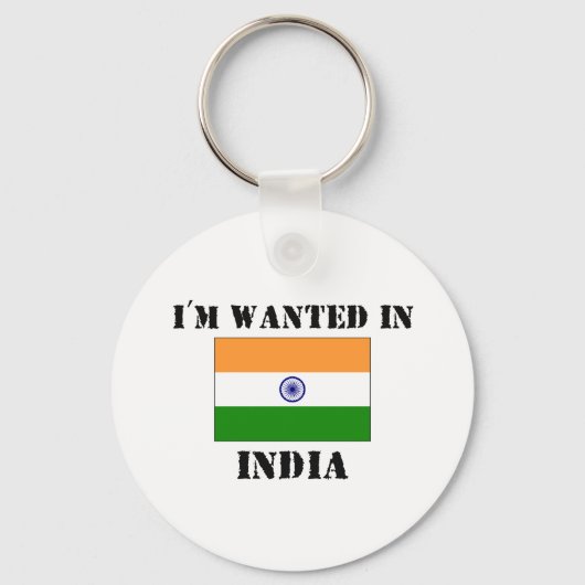Porte-clés Je suis Recherché en Inde (Recto)