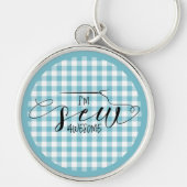 Porte-clés Je suis super chouette Gingham bleu (Devant)