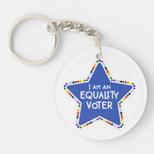 Porte-clés Je suis un électeur d'égalité ! LGBTQ+ Rainbow Sta