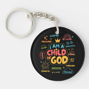 Porte-clés Je suis un enfant de Dieu Christian Retro Jésus Fo