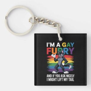 Porte-clés Je suis un Gay Furry Rainbow Fox Wolf Pride Mois