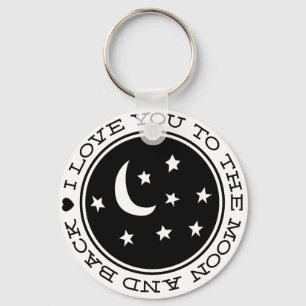 Porte-clés Je t'aime à la Lune et le Porte - clé du dos