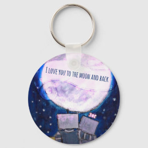 Porte-clés Je T'Aime Aux Robots Lune Et Arrière