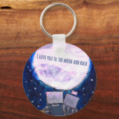 Porte-clés Je T'Aime Aux Robots Lune Et Arrière (Recto)