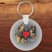 Porte-clés Je t'aime berger allemand (Recto)