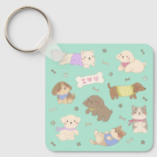 Porte-clés Je t'aime Chiots Illustration