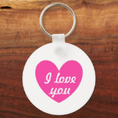 Porte-clés "Je t'aime" Coeur Fuchsia blanc (Recto)