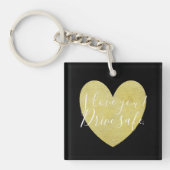 Porte-clés Je t'aime Conduire Safe Gold Heart Keychain (Devant)