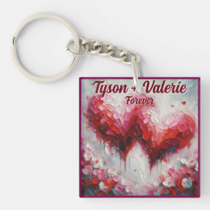Porte-clés Je t'aime deux coeurs Abstraits Personnalisés