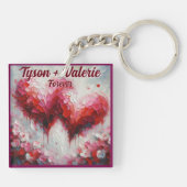 Porte-clés Je t'aime deux coeurs Abstraits Personnalisés (Dos)