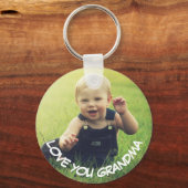 Porte-clés Je t'aime grand-mère, photo de bébé (Recto)