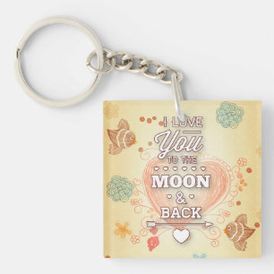 Porte-clés Je t'aime jusqu'à la lune et retour