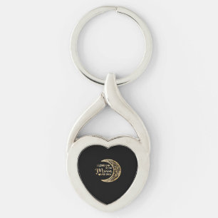Porte-clés Je t'aime jusqu'à la lune et retour Minimaliste es