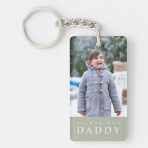 Porte-clés Je t'aime Papa Vert Sage Moderne 2 Photo 