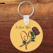 Porte-clés Je t'aime Roses Rouges Coeur Rouge (Recto)