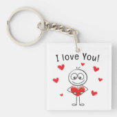 Porte-clés Je t'aime Stick Figure Cœurs Mignons (Devant)