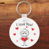 Porte-clés Je t'aime Stick Figure Cœurs Mignons (Recto)