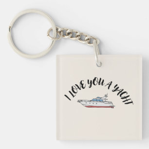 Porte-clés "Je t'aime un yacht" Beige crémeux chaud côtier
