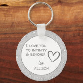 Porte-clés Je t'aime Valentines Day Parties scintillant d'arg (Recto)