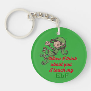 Porte-clés Je touche mon elfe Humour de Noël Porte - clé