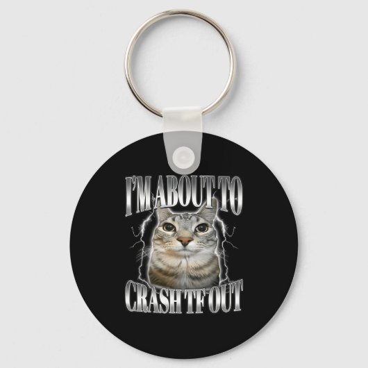 Porte-clés Je vais m'écraser Drôle de chat qui fixe Brainrot (Recto)