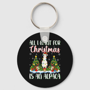 Porte-clés Je Veux Pour Noël Est Un Alpaca Lumières Arbre