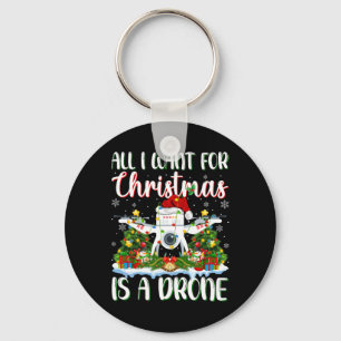 Porte-clés Je Veux Pour Noël Est Un Drone Xmas Lumières Arbre