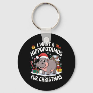 Porte-clés Je Veux Un Hippopotame Pour Noël Hippo De Noël Pou