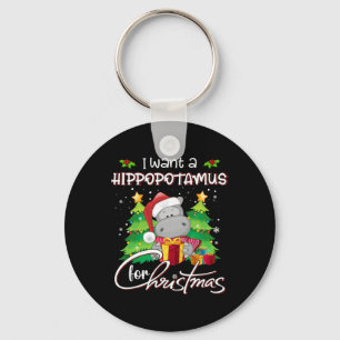 Porte-clés Je veux un hippopotame pour Noël Xmas Hippo Pour