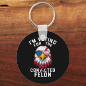 Porte-clés Je vote pour le condamné Felon Funny Pro Trump (Recto)