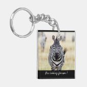 Porte-clés Je vous recherche photo Zebra avec un texte (Devant gauche)