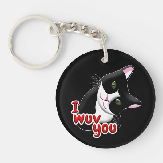 Porte-clés Je vous wuv Chat (Devant)