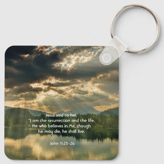 Porte-clés Jean 11: 25, Keepsake Mémorial des Écritures  (Dos)