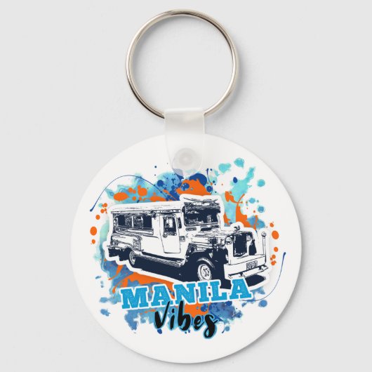 Porte-clés Jeepney Manille Vibes Bleu Orange (Recto)